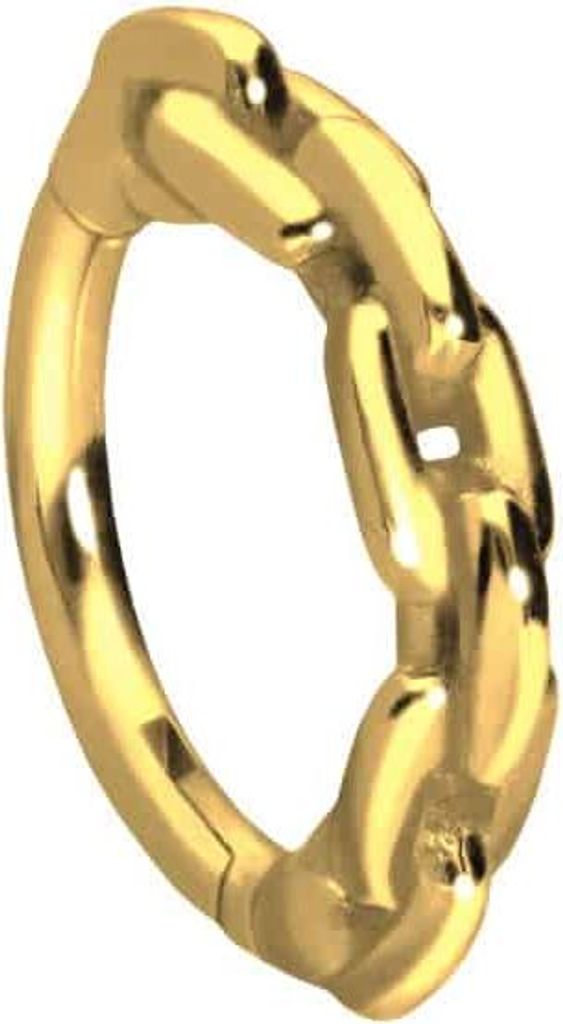 Ohrpiercing, Nasenpiercing, Septum Piercing Chirurgenstahl Segmentring Clicker KETTEN-DESIGN Gold Innendurchmesser: 6mm + Stabstärke: 1mm
