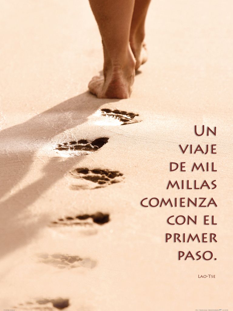 Motivation Kunstdruck Bild - Un Viaje De Mil Millas Comienza Con El Primer Paso (80 x 60 cm)