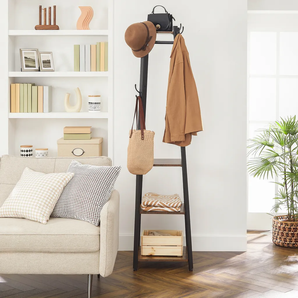 Appendiabiti VASAGLE con 8 Ganci e 3 Ripiani - Soluzione Salvaspazio - 2