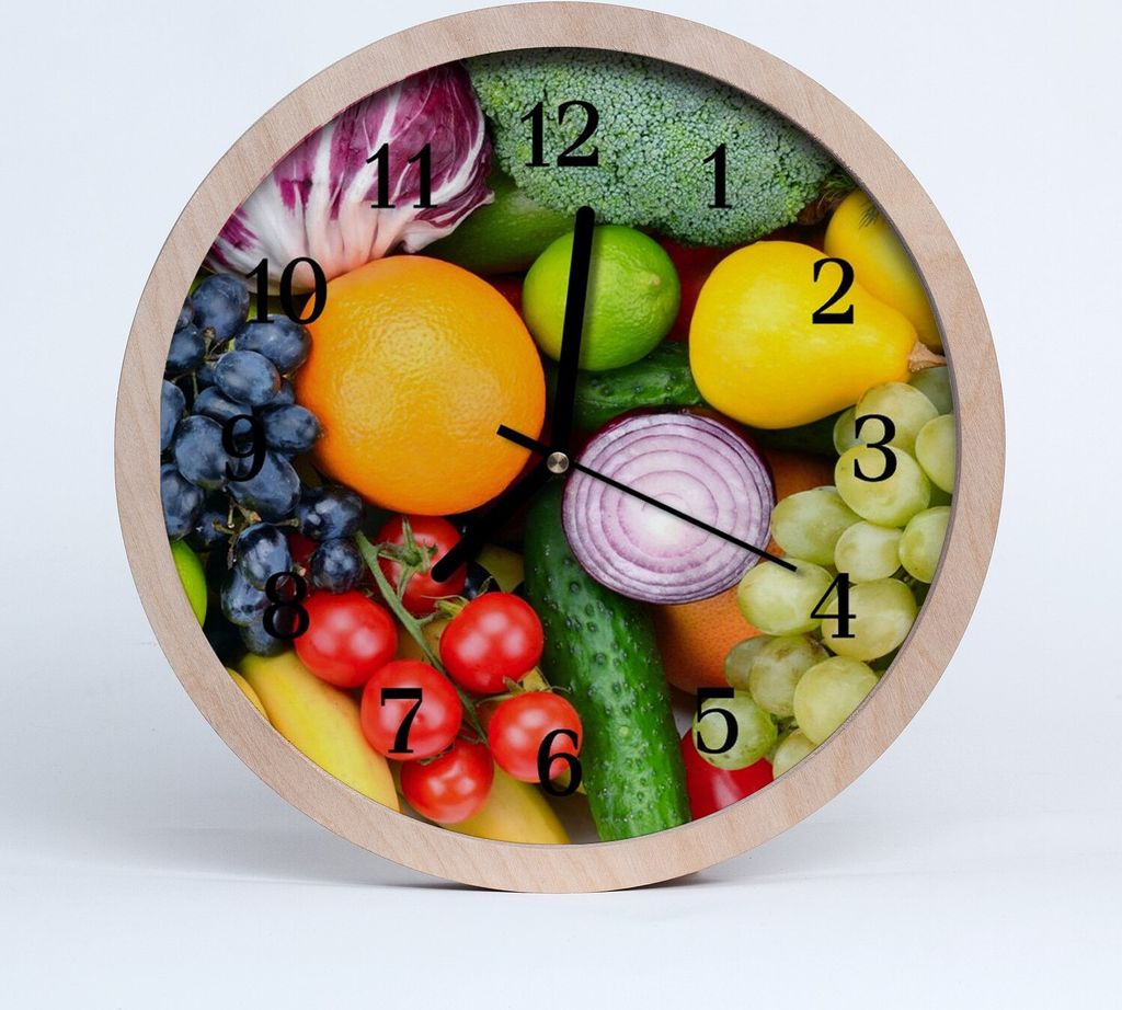 Holzuhr 20fi cm wanduhr - Früchte, Gemüse