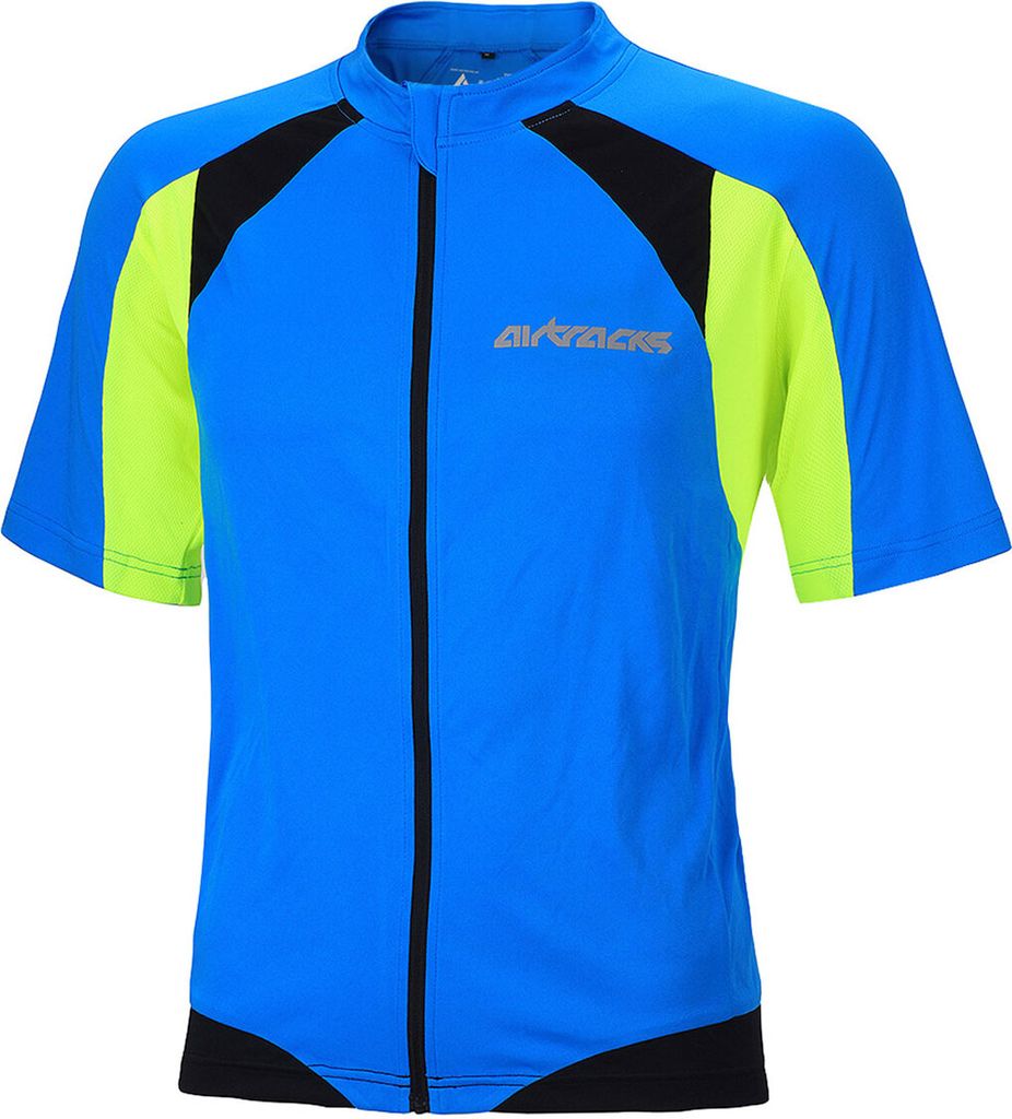 Airtracks Herren Fahrradtrikot Kurzarm Pro T / Blau-Neon-S / atmungsaktives Radtrikot - Jersey mit Quick Dry & Anti-UV