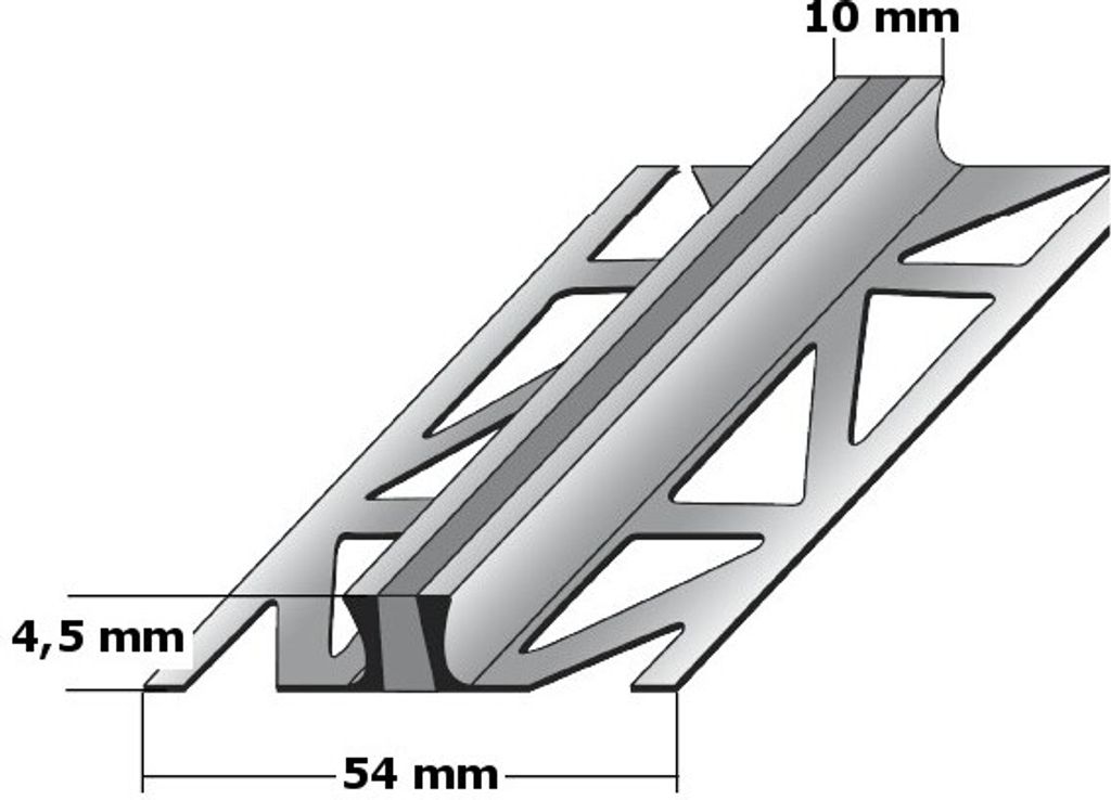 Fliesenprofil "Overloon" Dehnungsfugenprofil / Trennschiene für Fliesen mit grauer Silikoneinlage, Höhe: 2 - 25 mm, Breite: 54 mm, aus Edelstahl-...