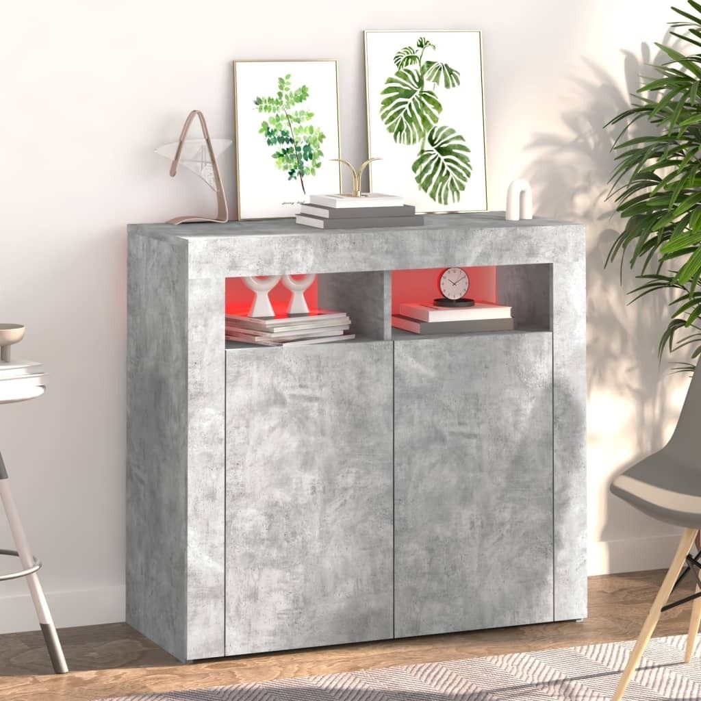 Stabli Sideboard mit LED-Leuchten Betongrau 80x35x75cm - DE513302 - Kommoden