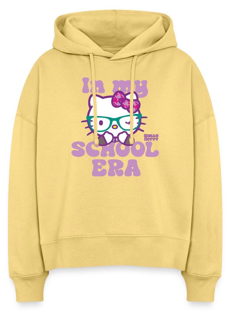 Spreadshirt Hello Kitty Schulkind In My School Era Frauen Boxy Organic Hoodie, S, Hellgelb
