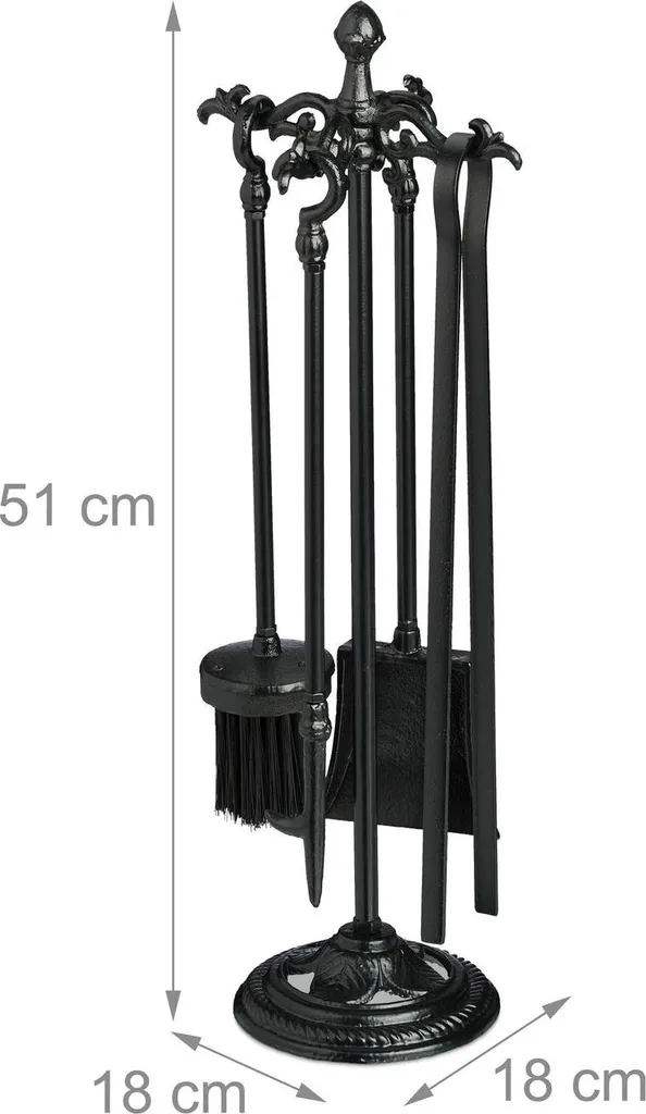 Kit cheminée 5 pièces en fonte robuste - Accessoires de feu durables