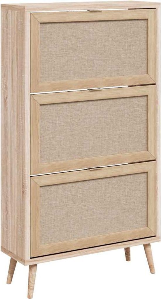 Finori Schuhschrank Bali 49A Sonoma-Eiche und Raffia-Druck Produktbild 