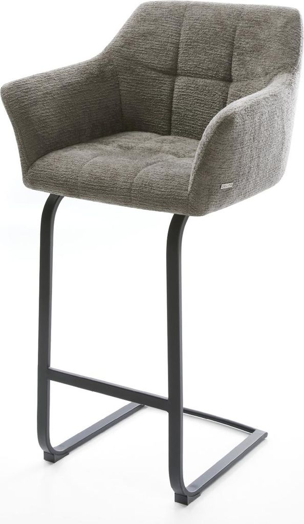 DELIFE Barstuhl Yulo-Flex Bouclé Soft Schlamm Freischwinger Flach Metall Schwarz