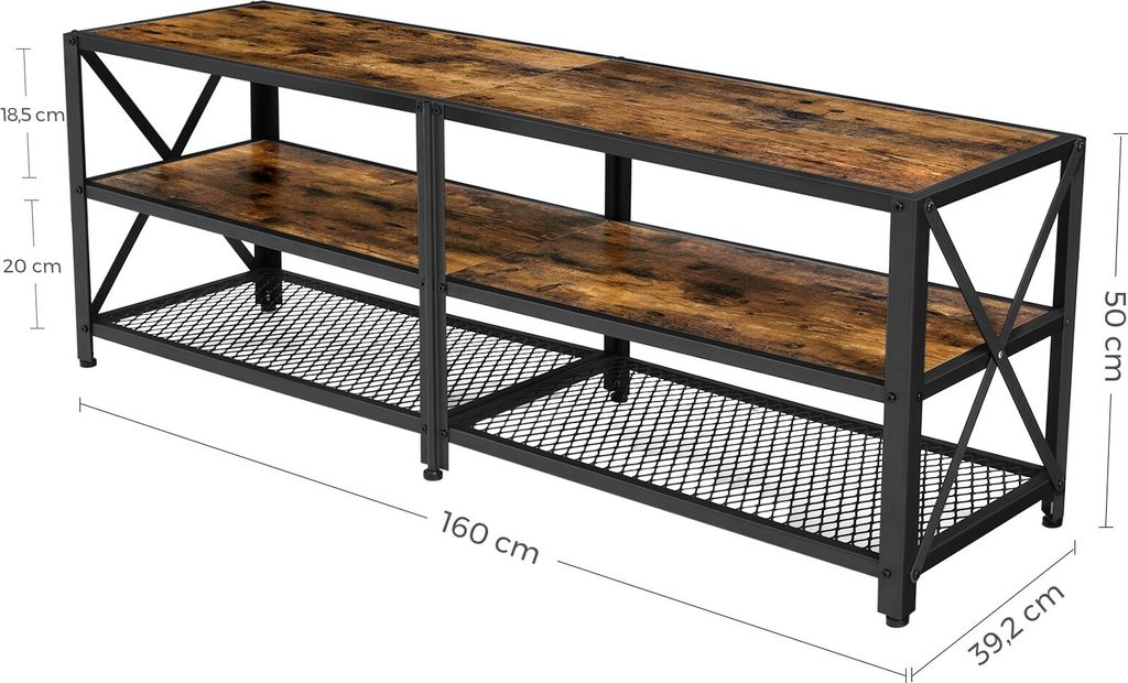 Televizní stolek RTV 160 cm hnědý LOFT Obrázek produktu 9