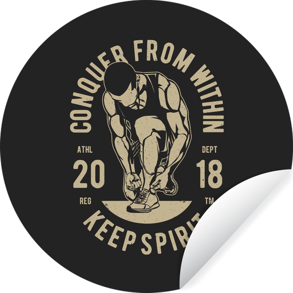MuchoWow Runde Wandtattoo - Wandsticker Tapete Aufkleber Sport - Retro - Zitate Ø 50 cm Selbstklebend und Repositionierbar - Wandaufkleber - Kre...