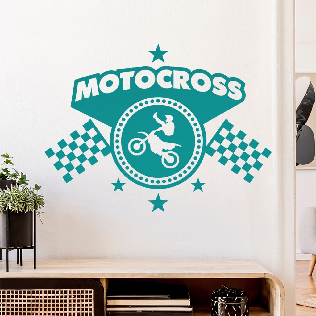 Motocross D2 Stunt Wandtattoo Wandaufkleber Wall Sticker - Dekoration, Küche, Wohnzimmer, Schlafzimmer, Badezimmer