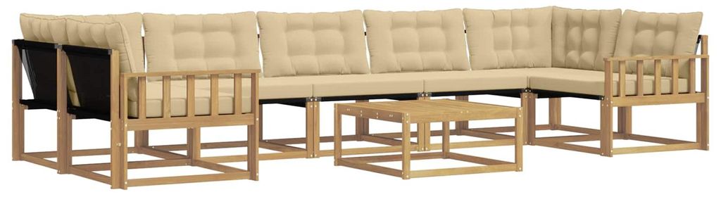 vidaXL Outdoor-Sofagarnitur 8 pcs Weiß und Beige 79 x 79 x 37 cm