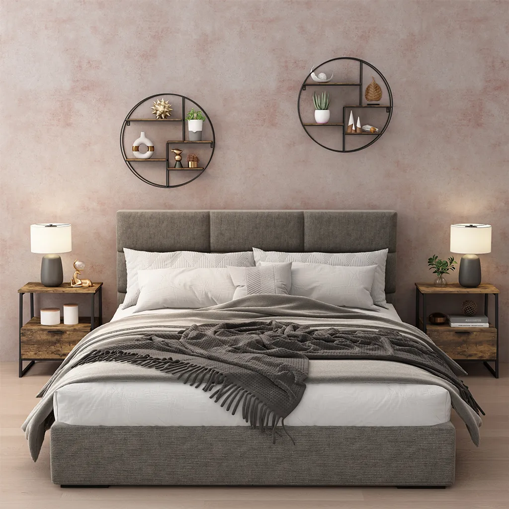 Table de nuit Vicco Lunor Chêne rustique et Noir, Lot de 2 Modèle 55282