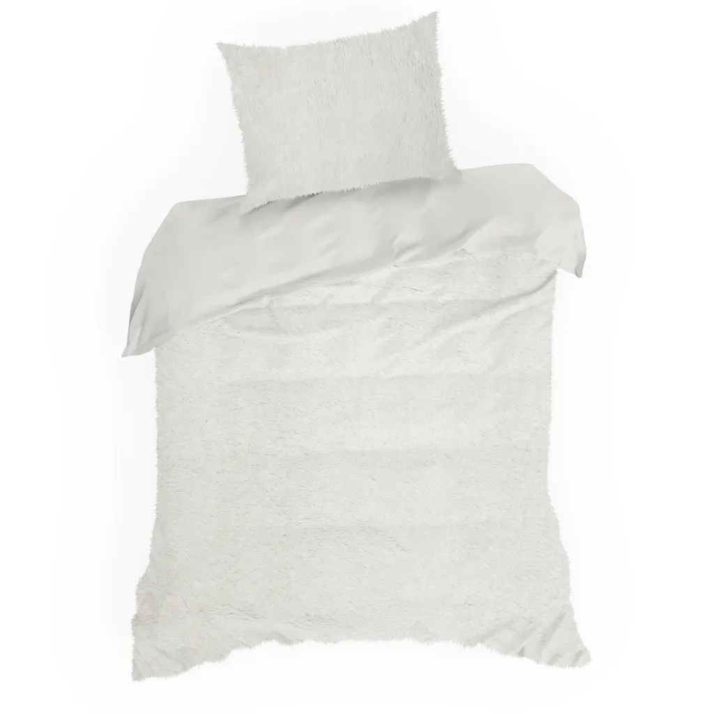Parure de lit Tiffany crème 220x200 texture fourrure douce D91 Chic - 4
