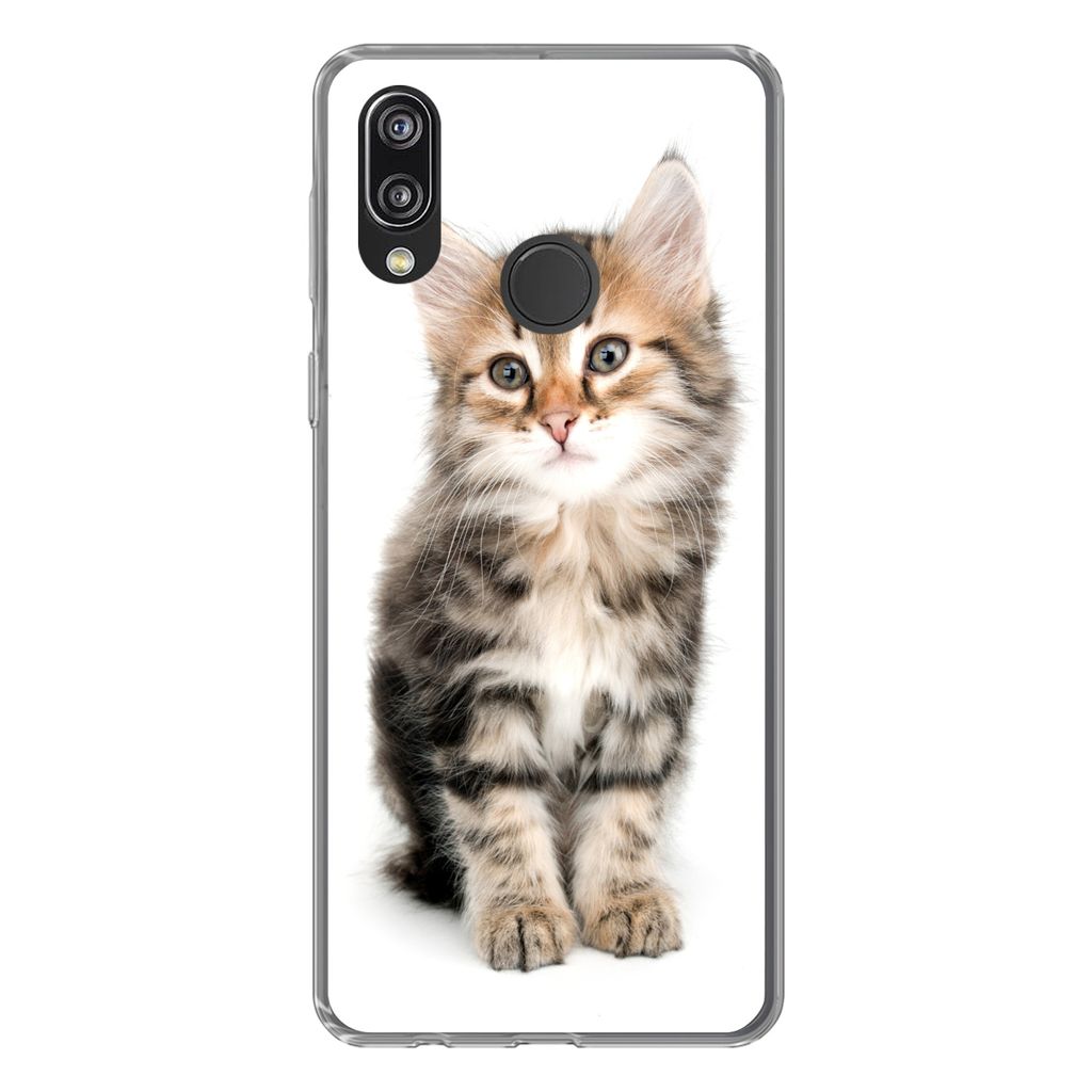 MuchoWow Handyhülle Schutzhülle Hülle für Huawei P20 Lite (2020) Kätzchen - Weiß - Nase - Mädchen - Kinder - Jungen - Kinder Silikon Softc...