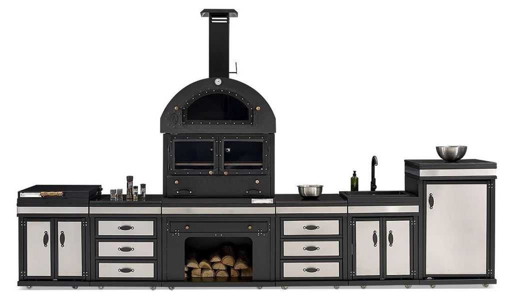 Außenküche in Schwarz aus Edelstahl modern und stilvoll