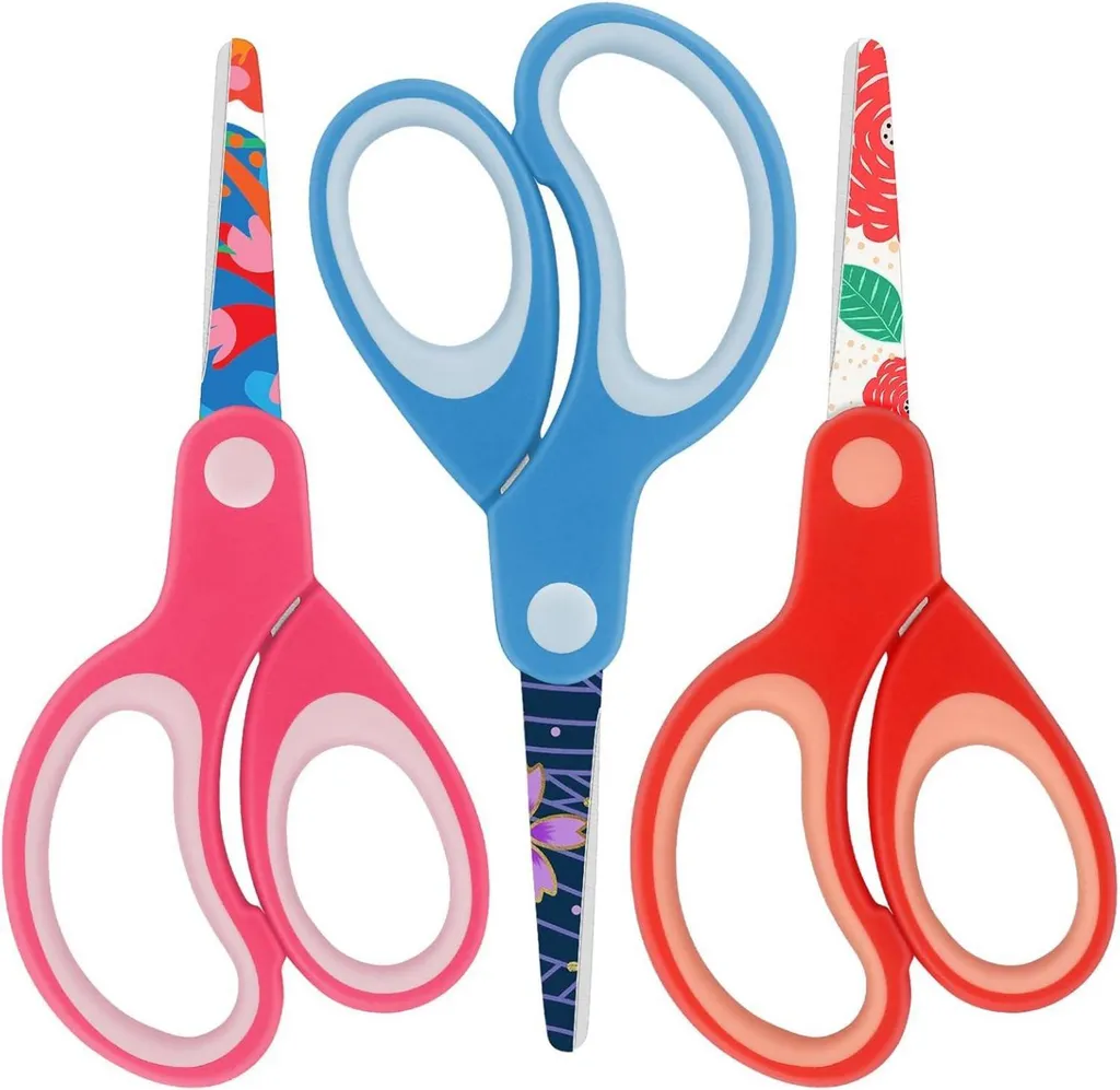 Ciseaux de Sécurité Enfant 13,5 cm - Lames Inox et Pointes Arrondies Lot de 3