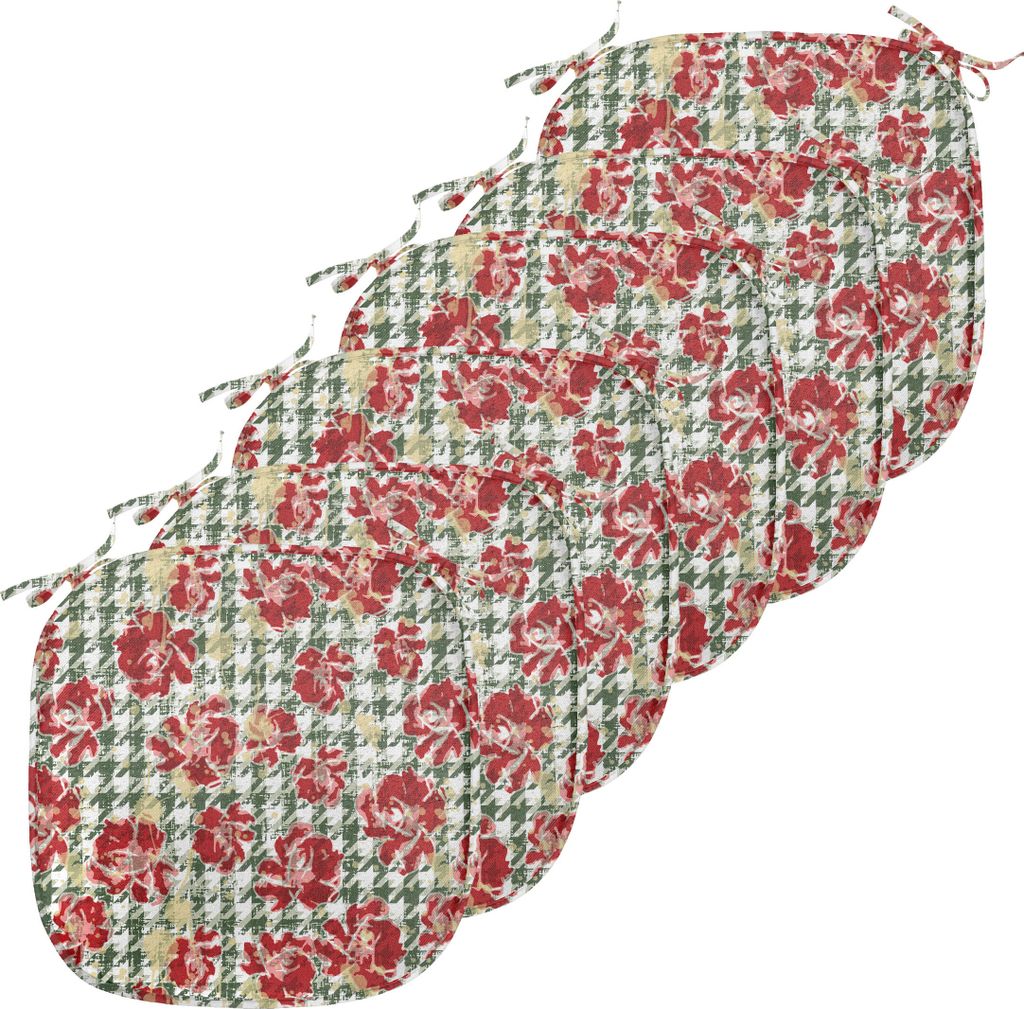 ABAKUHAUS Blumen Polster für Esszimmerstühle, Scottish Houndstooth, Dekoratives wasserfestes Kissen mit Riemen für Küchensitze, 40 cm x 40 cm-6...