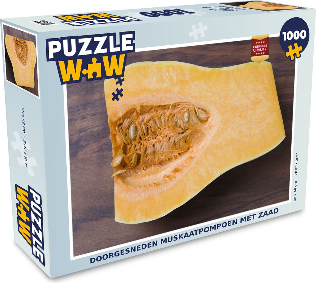 MuchoWow Puzzle 1000 Teile In Scheiben geschnittener Butternusskürbis mit Kernen - Erwachsene - Rätsel