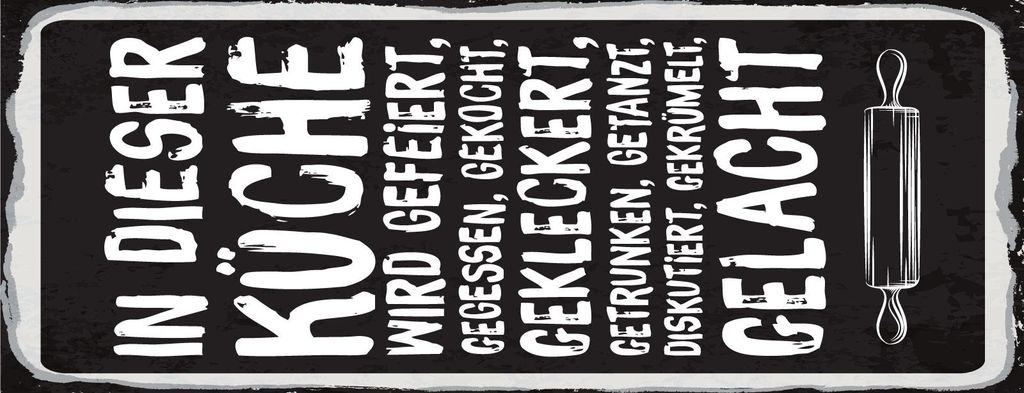 vianmo Blechschild 27x10 cm In dieser Küche wird gefeiert, gegessen, getrunken