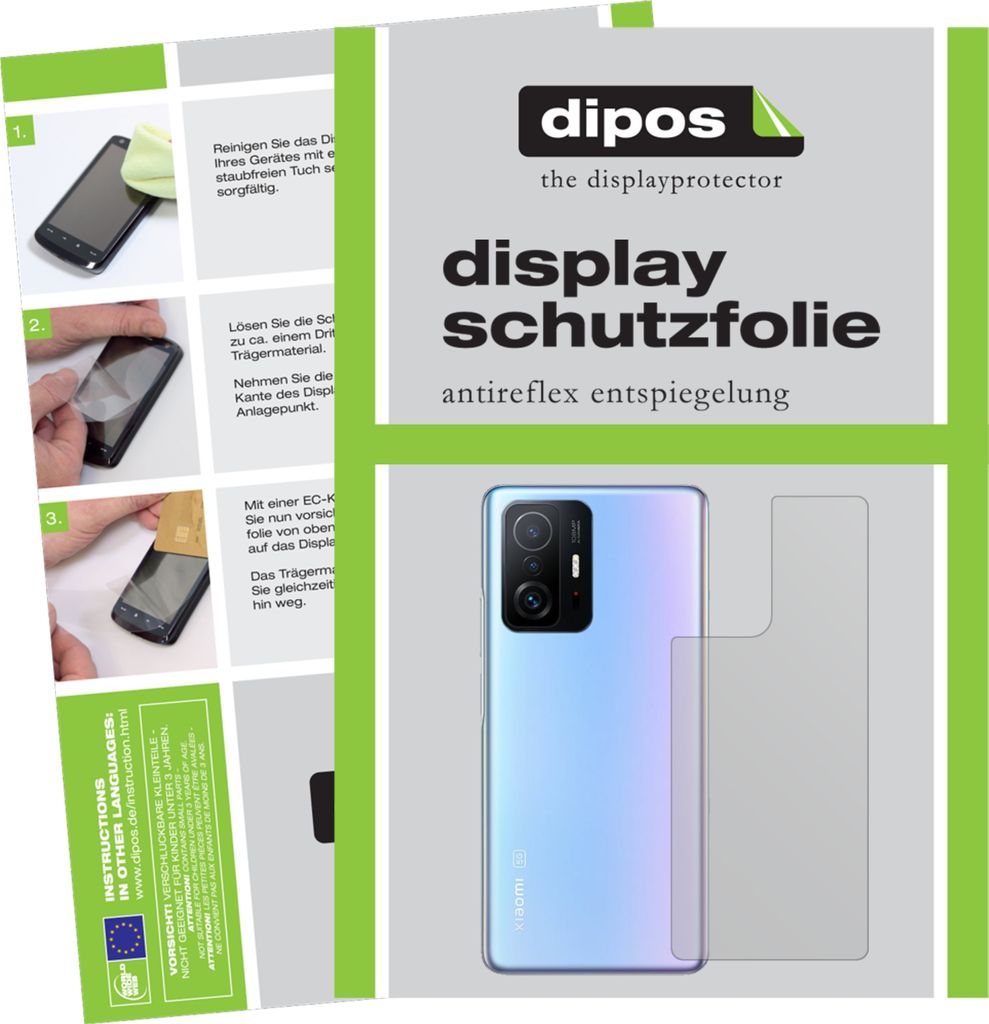 6x Schutzfolie für Xiaomi 11T Rückseite matt Displayschutzfolie Folie Display Schutz dipos