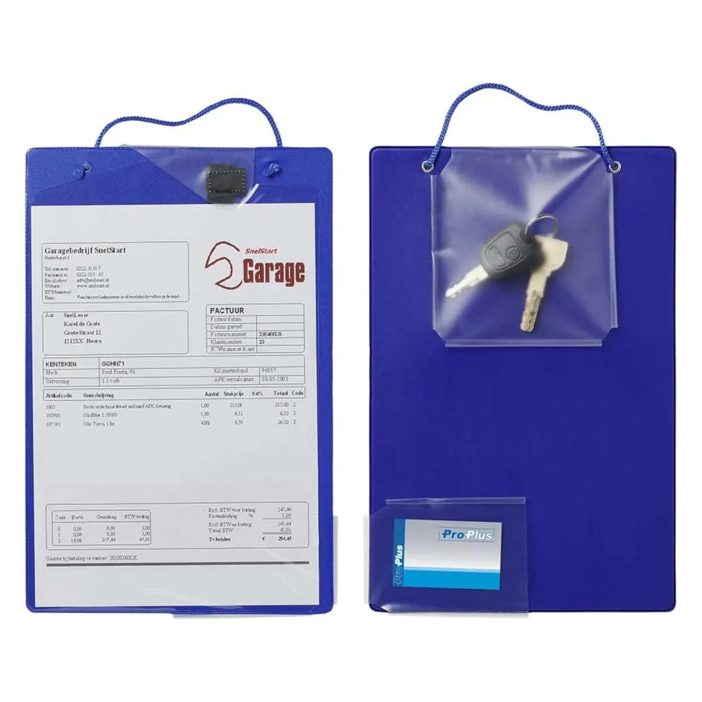 Protège-document d'atelier A4 bleu avec rangement clés - Pack de 10 unités - 3