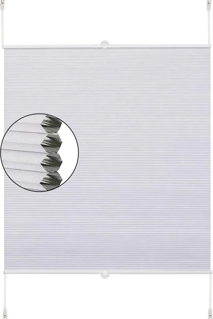 Tenda Plissettata Doppia Bianco 69x122 | Design Oscurante Minimalista