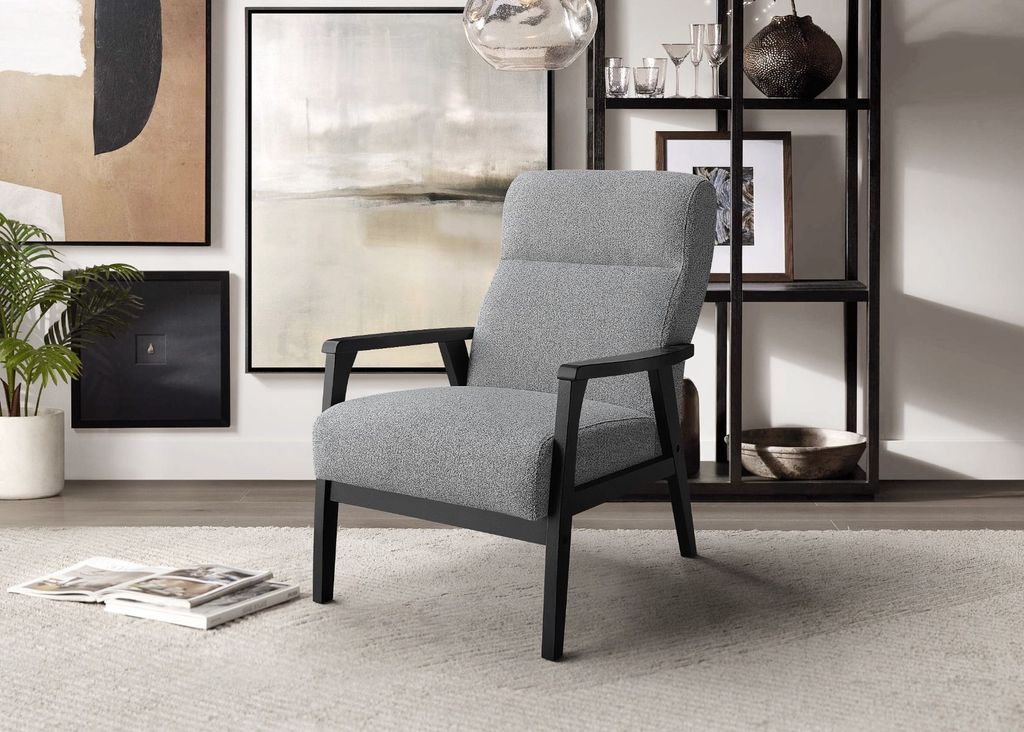 ALBERTO retro čalúnené kreslo, šedá/wenge Obrázok produktu 