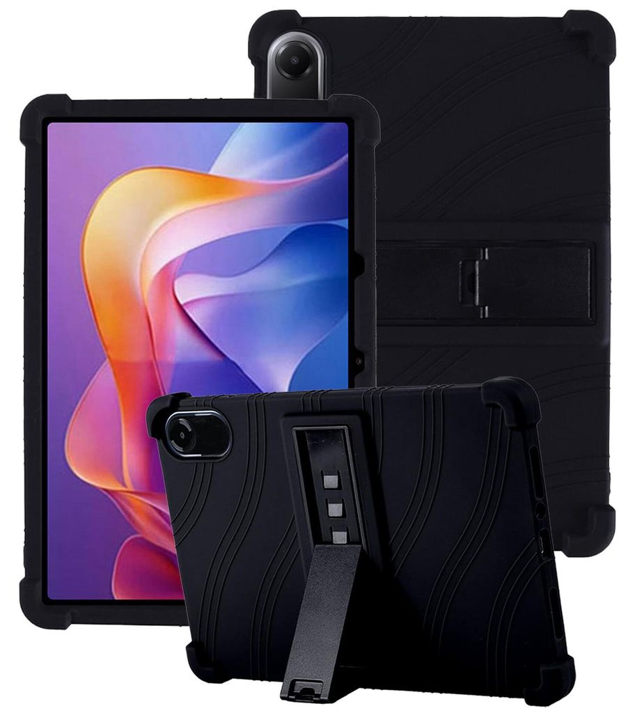 Tablet Hülle für Xiaomi Redmi Pad 2 11" 2025, Stoßfeste Weiches Silikon Schutzhülle mit Standfunktion Schwarz