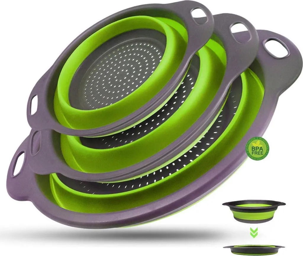 Colini WALFOS in Silicone Alimentare Verde | Set 3 Pieghevoli Salvaspazio