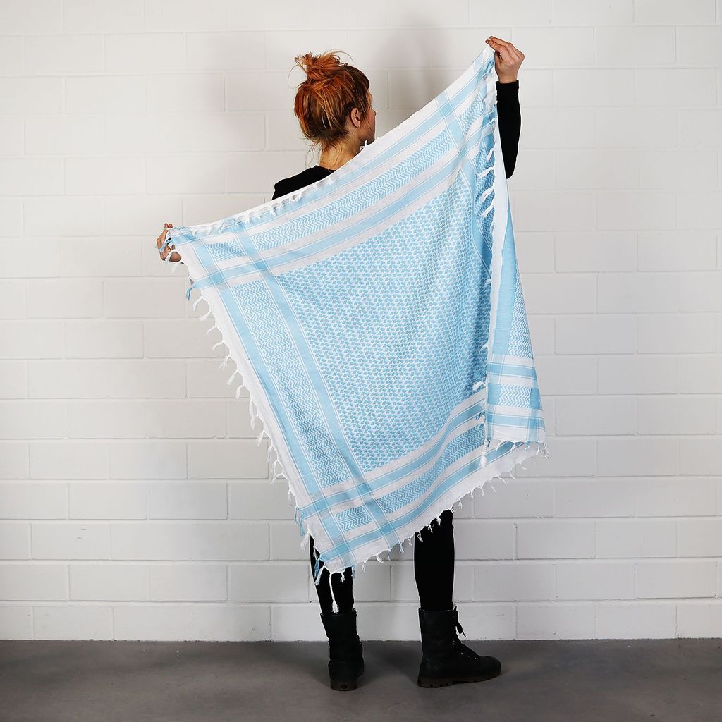 Palituch - weiß - blau-hellblau - Kufiya PLO Tuch Produktbild 10