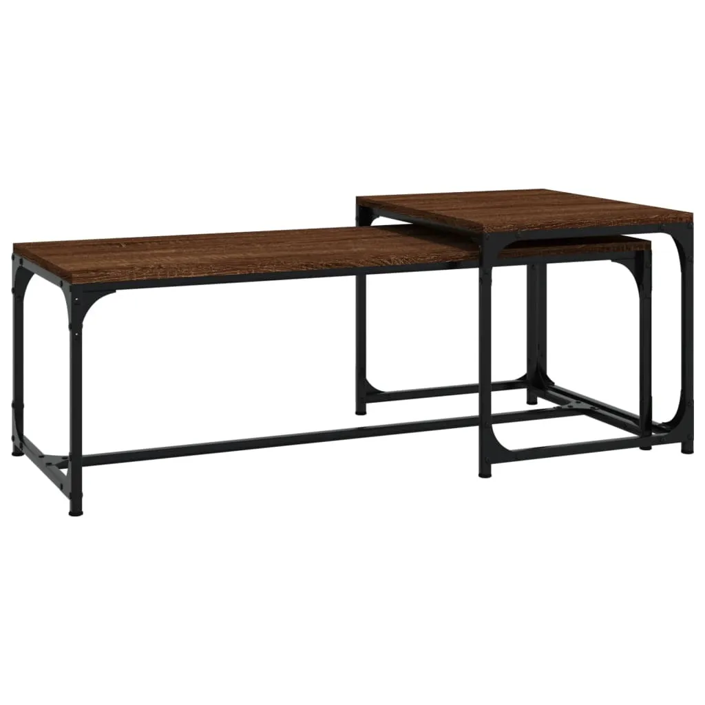 Tavolini Sovrapponibili Effetto Rovere - Set 2 Pezzi Eleganti e Funzionali