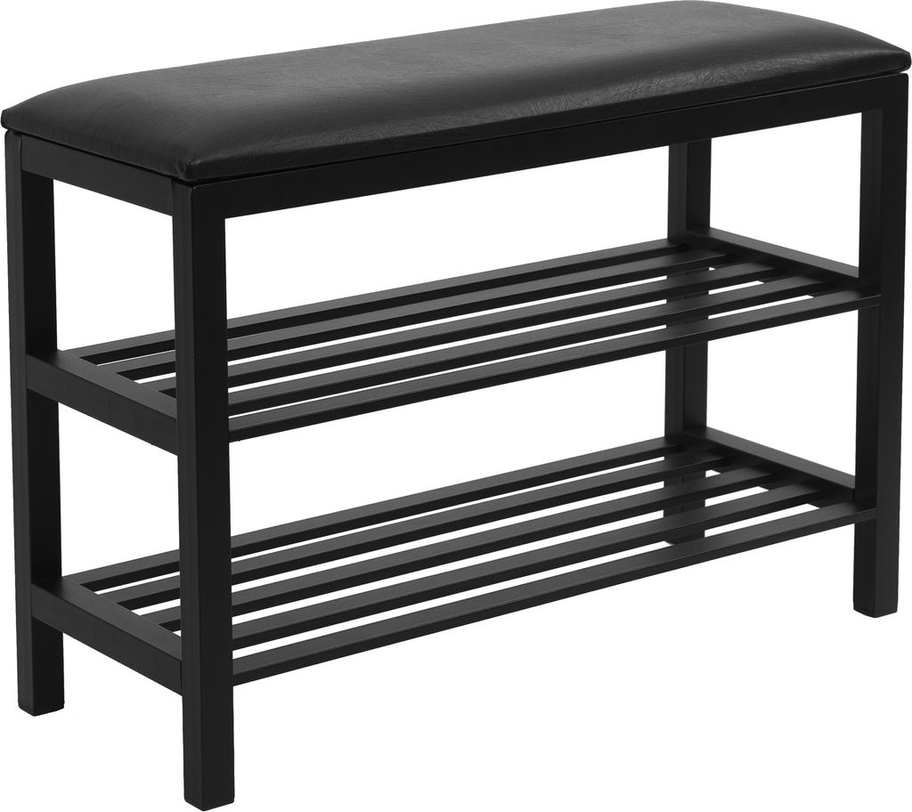 FRAMADO Schuhschrank mit Sitz Schuhregal Schwarz, polsterung Schwarz Profil 30cm
