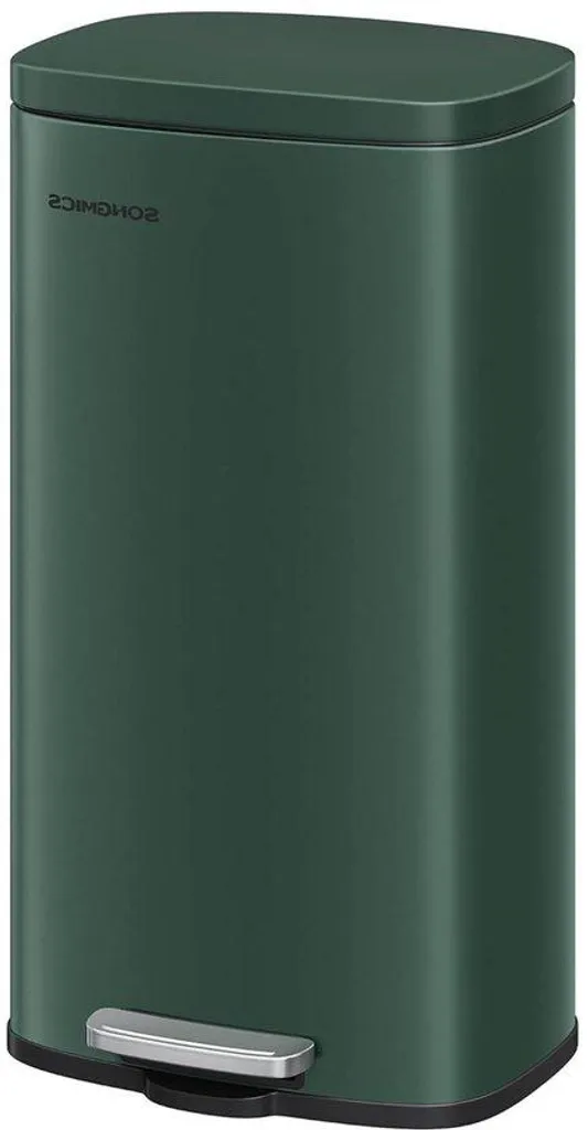 Poubelle 30L en acier inoxydable vert rétro durable et anti-traces mat