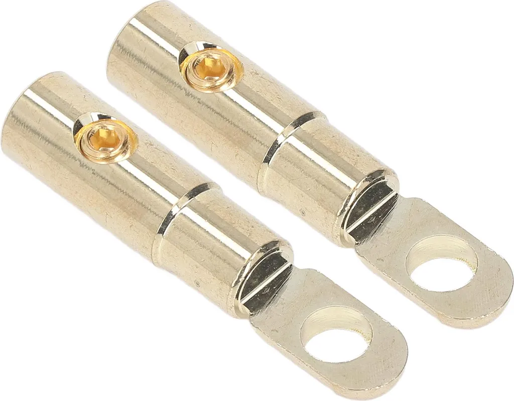 Coppia di connettori O-ring per batterie di alimentazione Ottone placcato oro Saldatura di alta precisione Modifica audio gratuita 8GA per 8-10GA