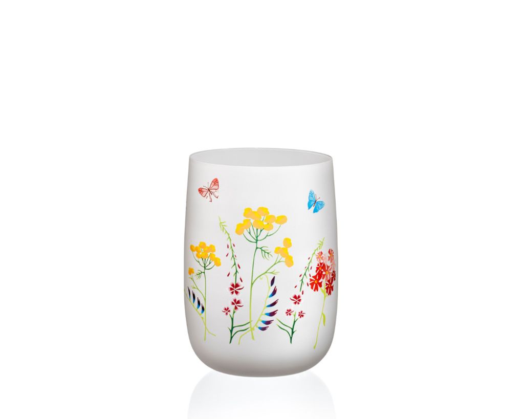 Vase Dekovase Kristallvase Herbs Wiesenkräuter weiß Blumenvase B458 Kristallglas 180 mm Bohemia Crystalex