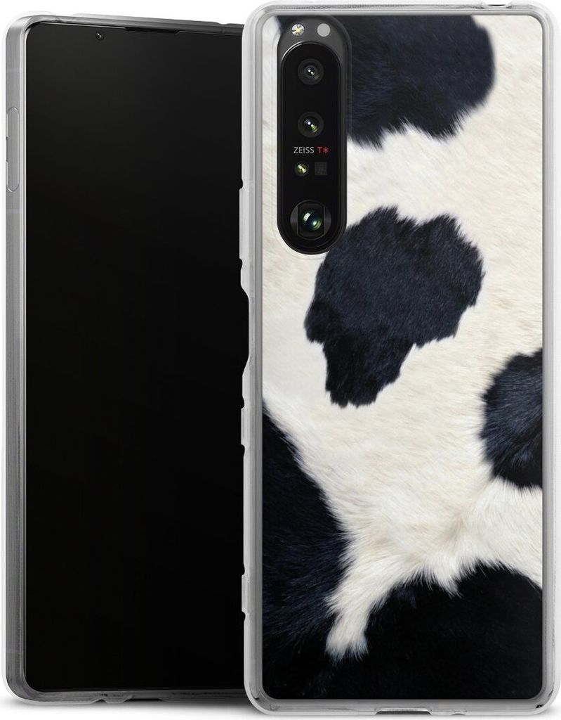 DeinDesign Handyhülle für Sony Xperia 1 III Silikon Hülle Case Smartphone Schutzhülle Animal-Look Animalprint Kuhfell