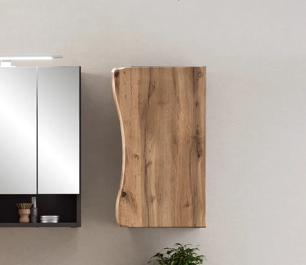 Armoire murale Kaprun en MDF graphite avec étagères de rangement