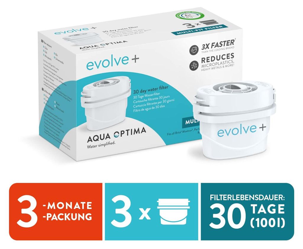 Aqua Optima Wasserfilterkartusche, Evolve+ 3er Pack (Vorrat Produktbild 