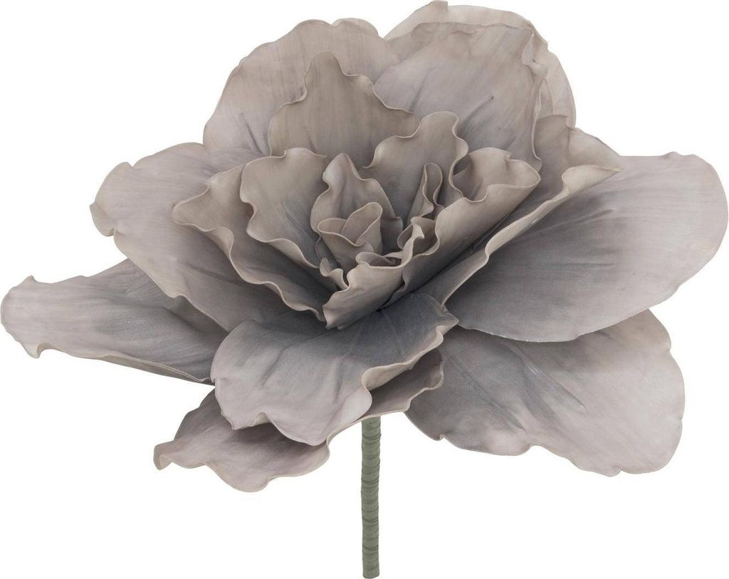 artplants.de Künstliche Riesen Kamelienblüte Marlene, beigegrau, 80cm - wetterfest - Kunst Blüte - Deko Blüte