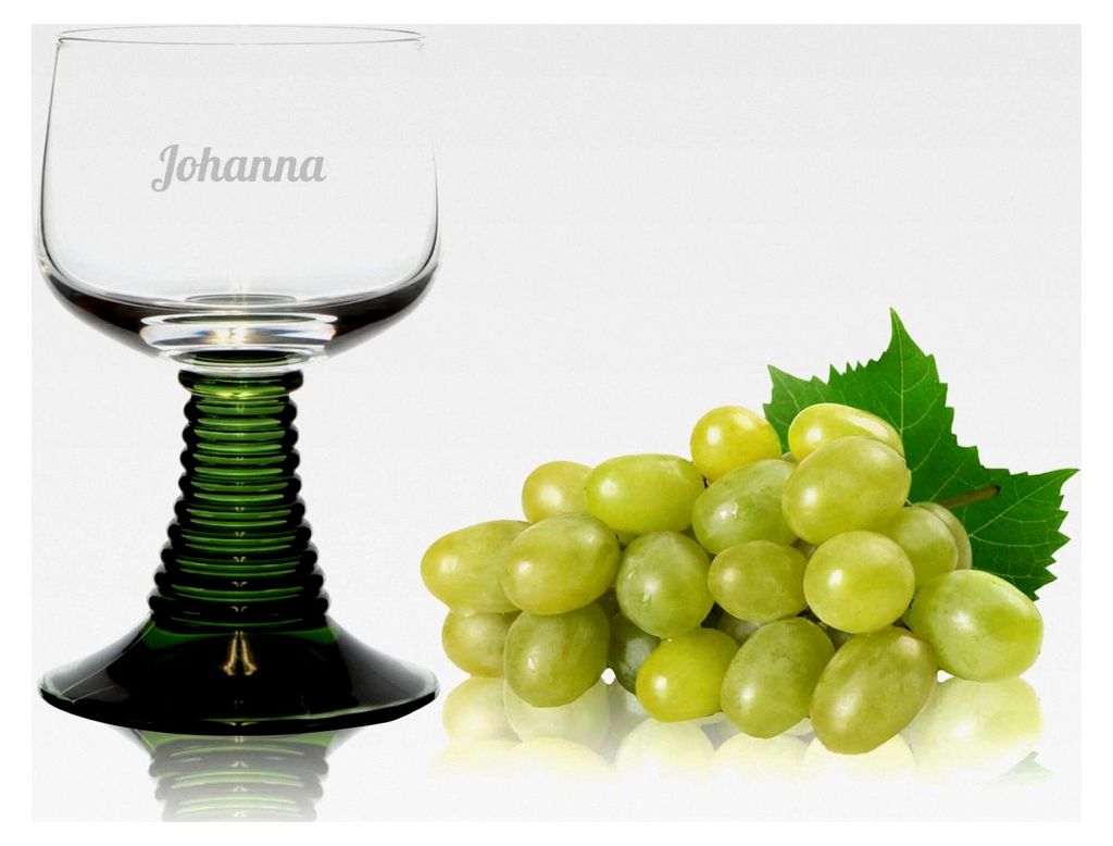 Personalisierbares Weinrömerglas mit grünem Fuß, 0,12L - Mit Füllmarke (1 Stück)