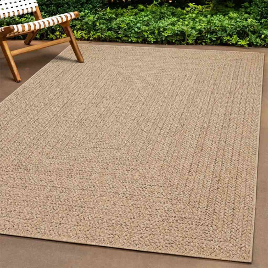 Möbel Teppich ZIZUR Beige 240x240 cm Jute-Optik Indoor und Outdoor - Designerteppiche 4010399