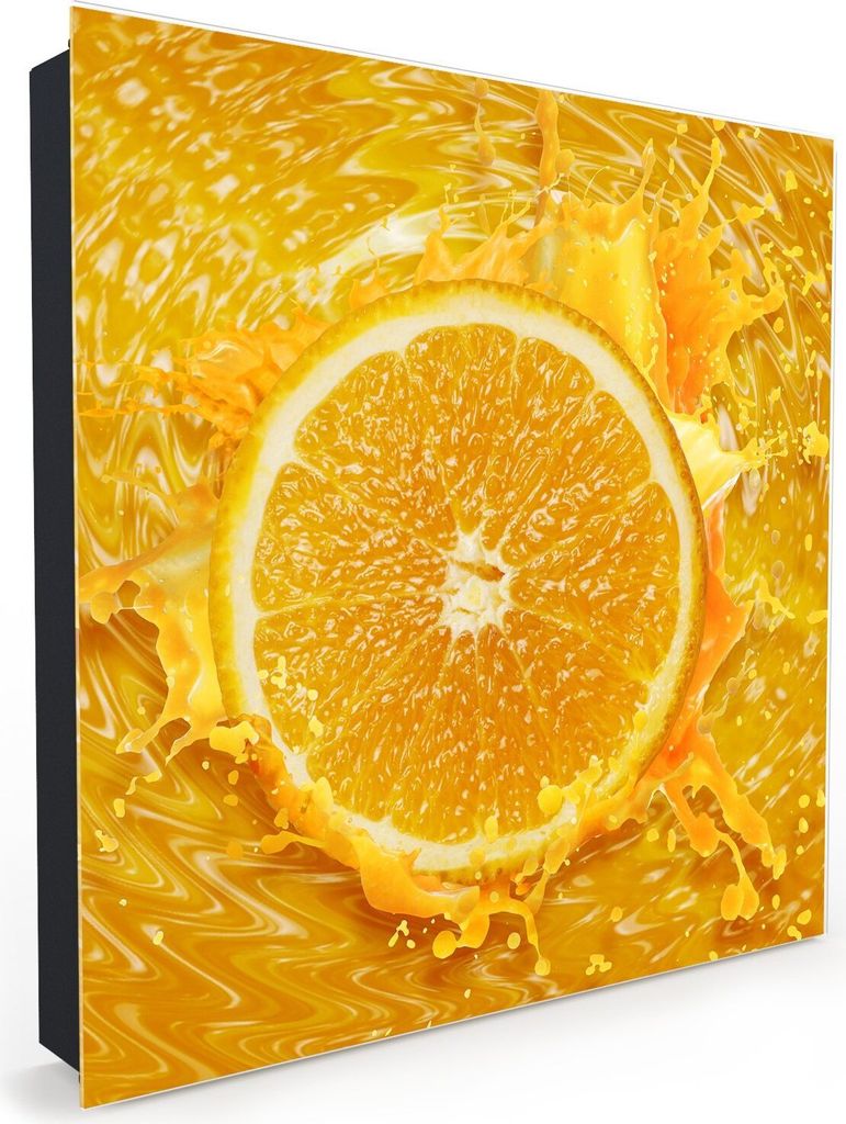 Nachbildung-Schlüsselkasten, Magnetpinnwand und Memoboard mit Glasfront Motiv Orange fällt in Saft