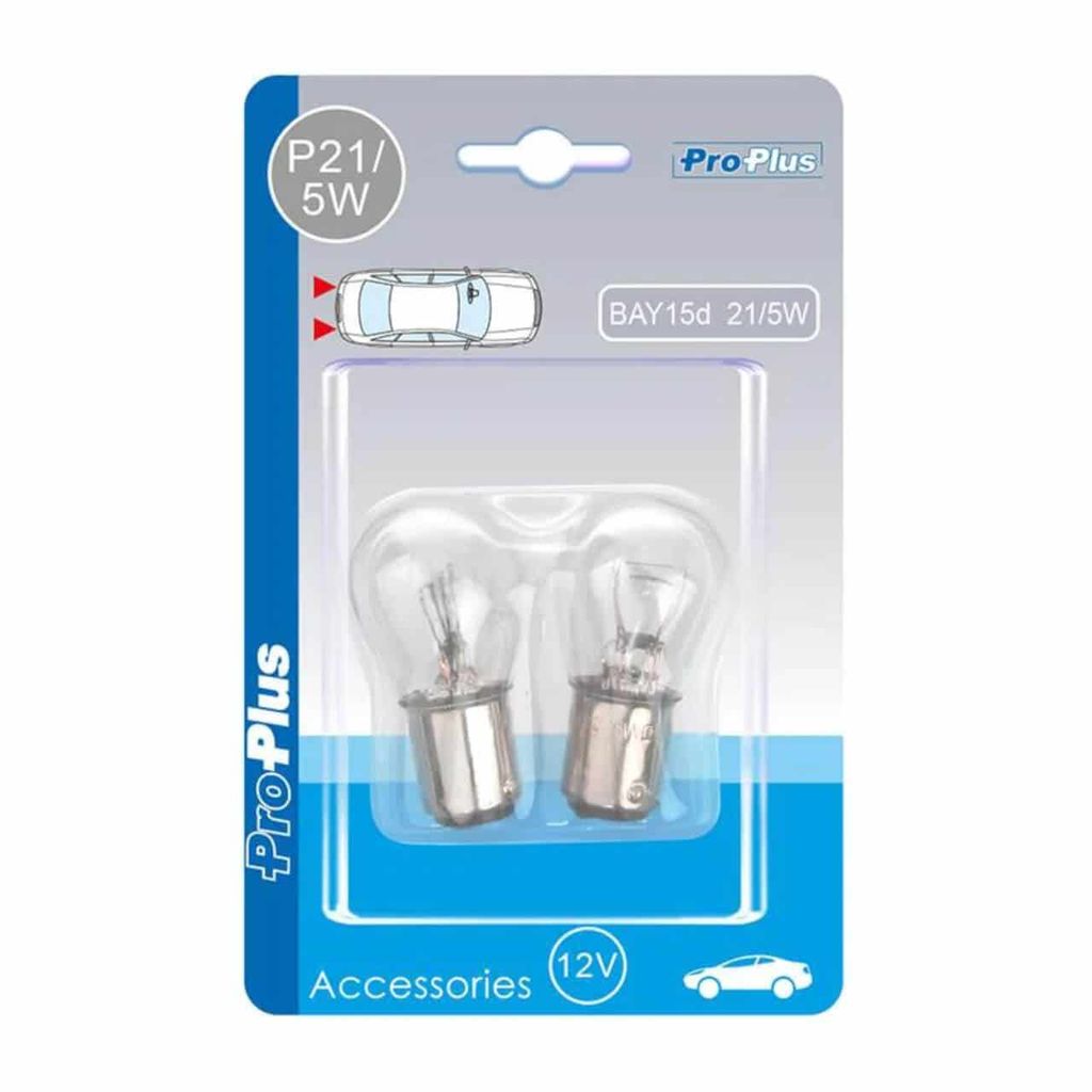 ProPlus Bremslicht Autolampe 12 Volt P21/5 Watt Autobeleuchtung BAY15d Bremslicht Schlusslicht Kfz-Ersatzlampe - 2 Stück