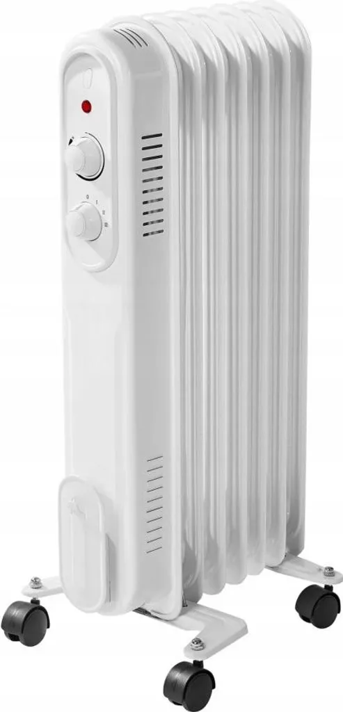 Stufa Elettrica ad Olio 1500W Termostato Ambiente Ruote Girevoli Bianco