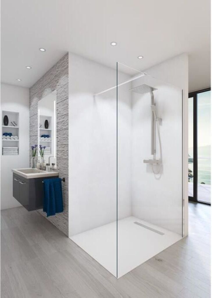 Baleares klares Duschwand-Kit - Zeitloses gehärtetes 8-mm-Glas - L.120 cm x H.198 cm - Chrom-Seitenprofil - Saint Gobain