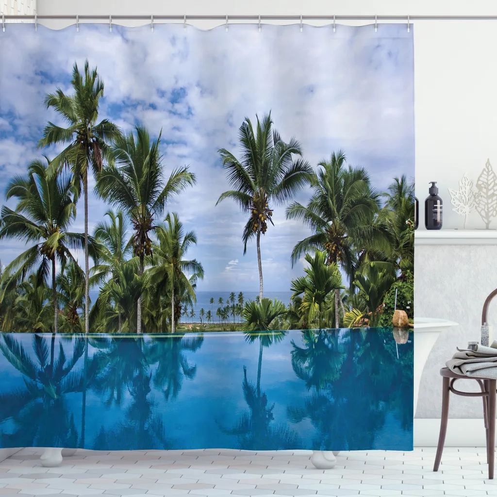 Tenda da Doccia Paesaggio Tropicale 175x220 - Design ABAKUHAUS