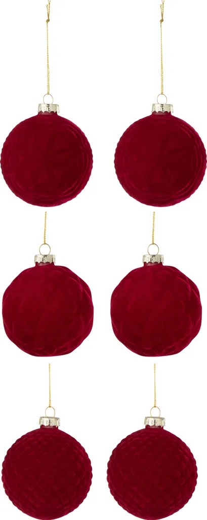 Boules de Noël Incassables Velours Rouge J-Line : Déco Sapin Durable