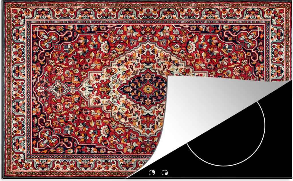 KitchenYeah Herdabdeckplatte Persische Teppiche - Teppiche - Muster - Rot , 80x52cm, Küche Deko, Glaskeramikfeld Herdabdeckung, Abdeckplatte fù...