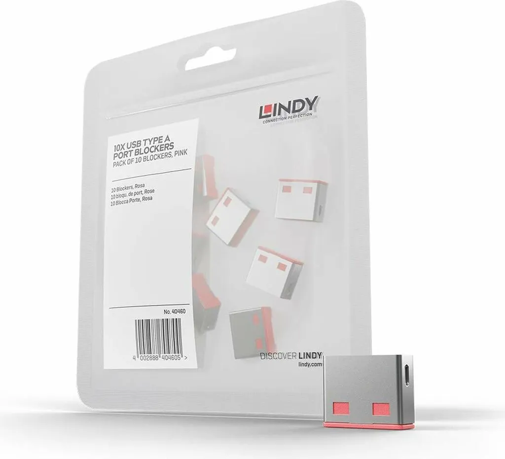 Lindy Bloqueur de Port USB Rouge Pack de 10 Clés de Sécurité Physique
