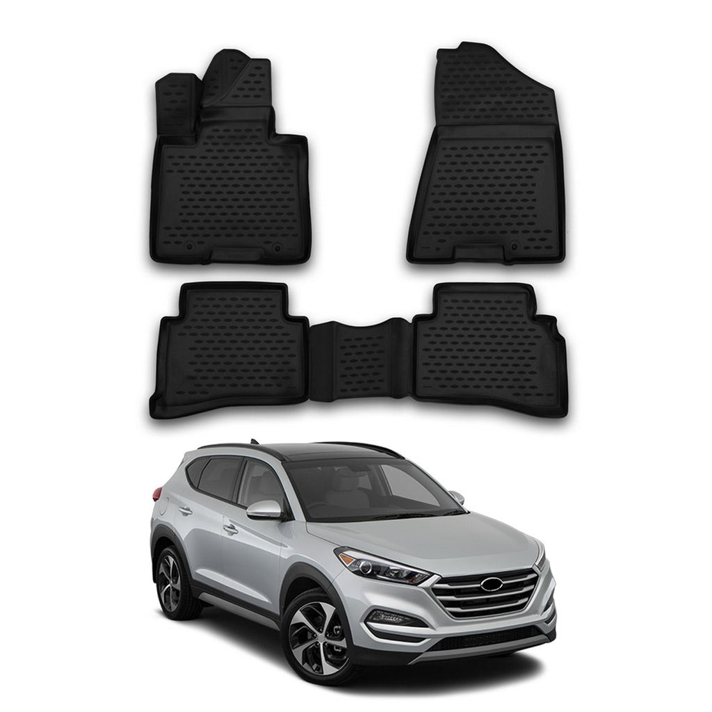 ELMASLINE 3D Gummimatten Set für HYUNDAI TUCSON 2021-2024 Fußmatten Hoher Rand